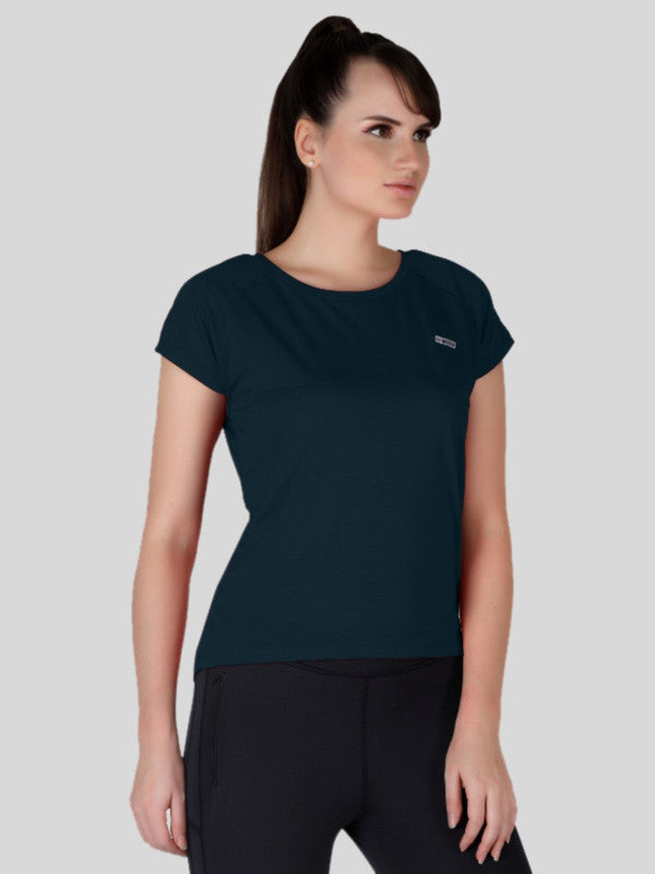 Women Aqu Blue Solid Tops & T-Shirts - ALL YOURS-AB