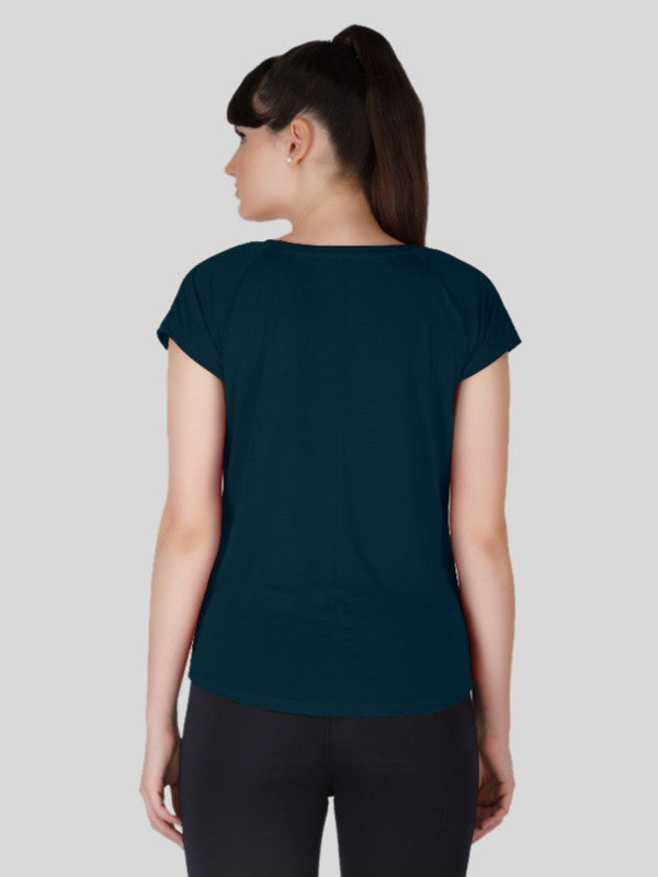 Women Aqu Blue Solid Tops & T-Shirts - ALL YOURS-AB