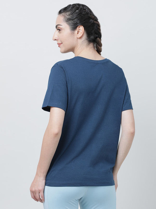 Women Aqua Blue Solid Tops & T-shirts- RUSH TEE-C_AB