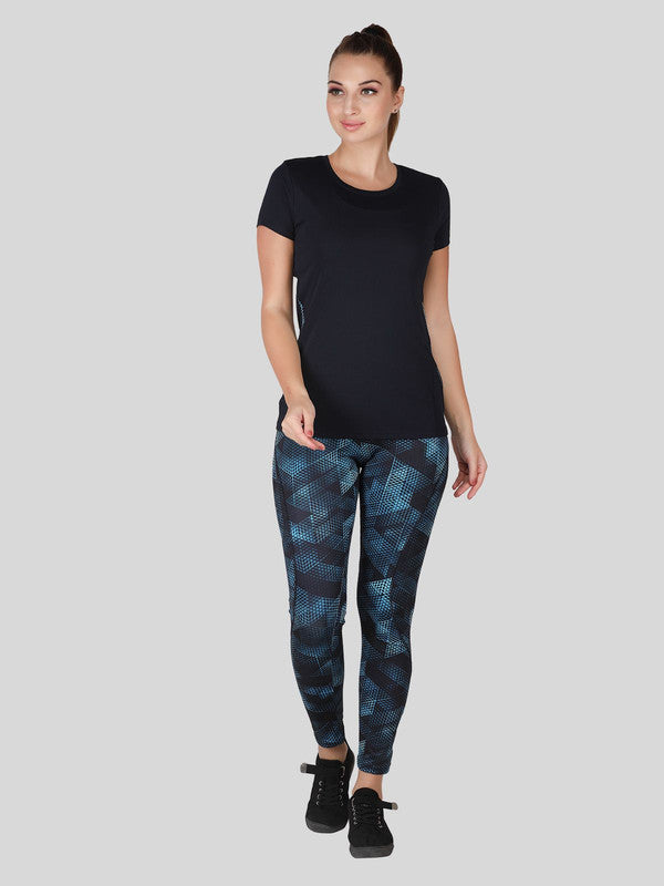 Women Navy Blue Solid Tops-WORKUP TEE-NY