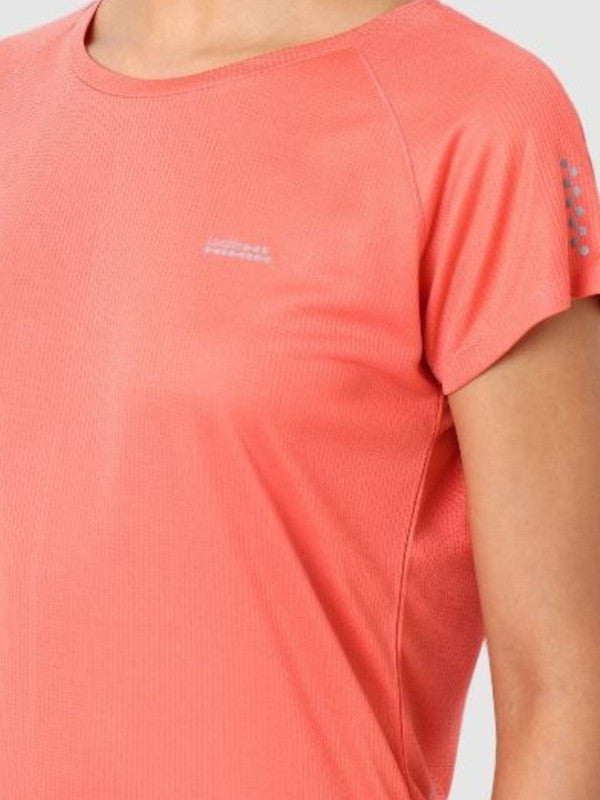 Women Coral Pink Solid Tops & T-Shirts - ADVENTURE TEE MK-CP