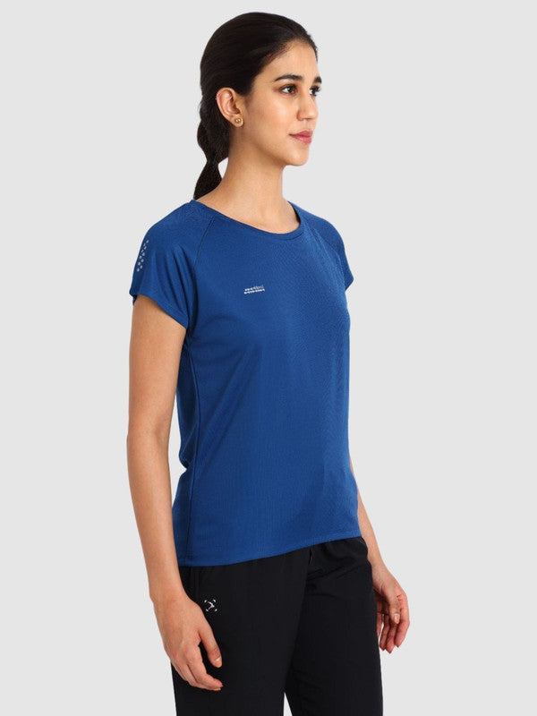 Women Aruba Blue Solid Tops & T-Shirts - ADVENTURE TEE MK-AB