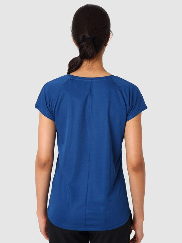 Women Aruba Blue Solid Tops & T-Shirts - ADVENTURE TEE MK-AB