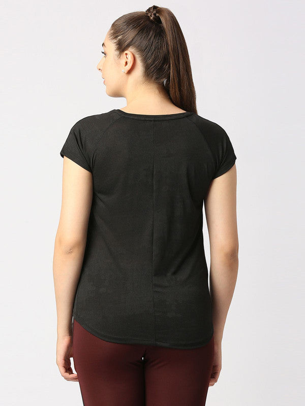 Women Black Solid Top- INNER FLOW-BK