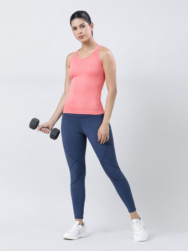 Women Coral Pink Solid Top-RACER BACK MK_CP