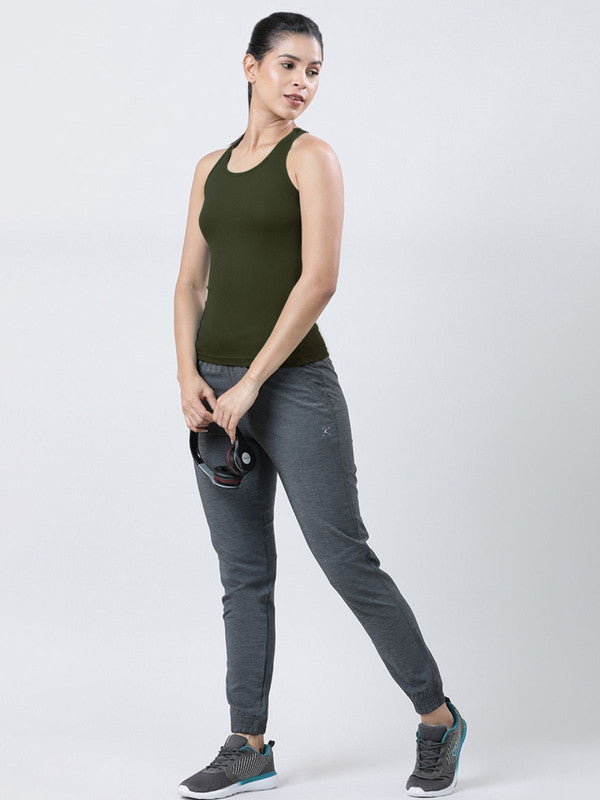 Women Olive Solid Racerback Top - RACER BACK MK-OL