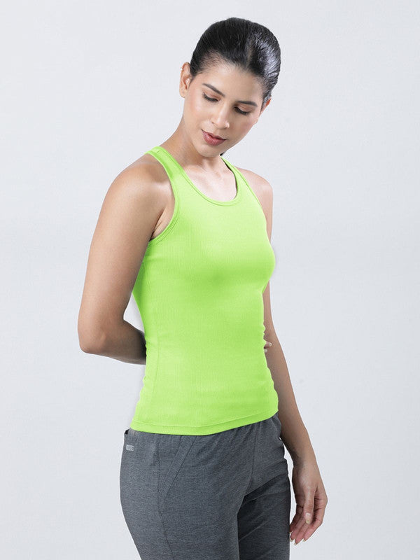 Women Neon Green Solid Racerback Top - RACER BACK MK-NG