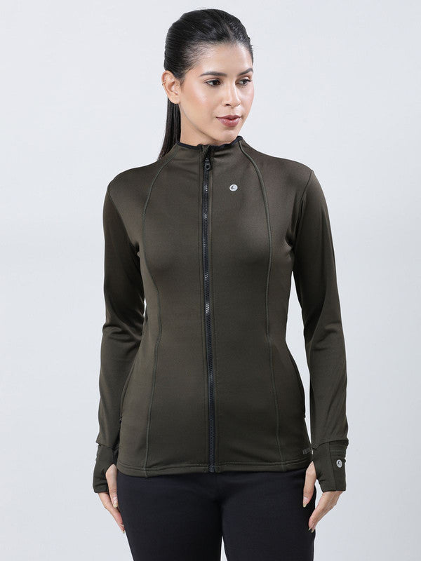 Women Olive Green Solid Jackets-GRIT LIFE JACKET_Olive Green