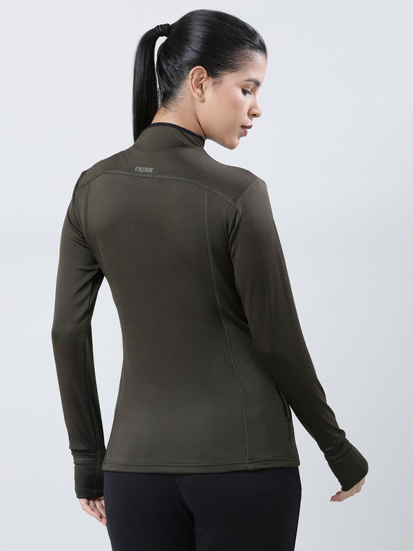 Women Olive Green Solid Jackets-GRIT LIFE JACKET_Olive Green
