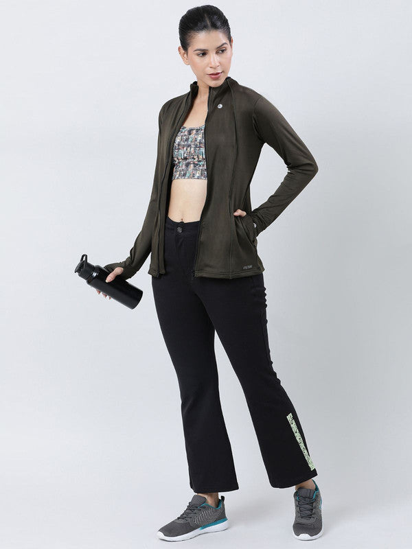 Women Olive Green Solid Jackets-GRIT LIFE JACKET_Olive Green