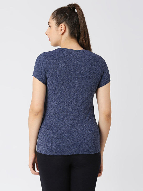 Women Navy Solid Tops & T-Shirts-4W-CRUISER TEE_4W-NY