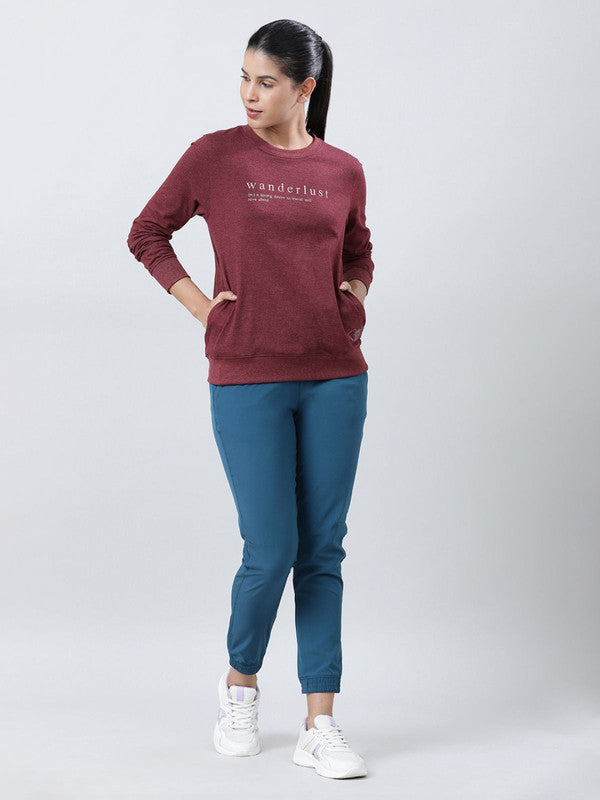 Women Brick Red Solid Sweatshirts-PULLOVER 69_BR-ML