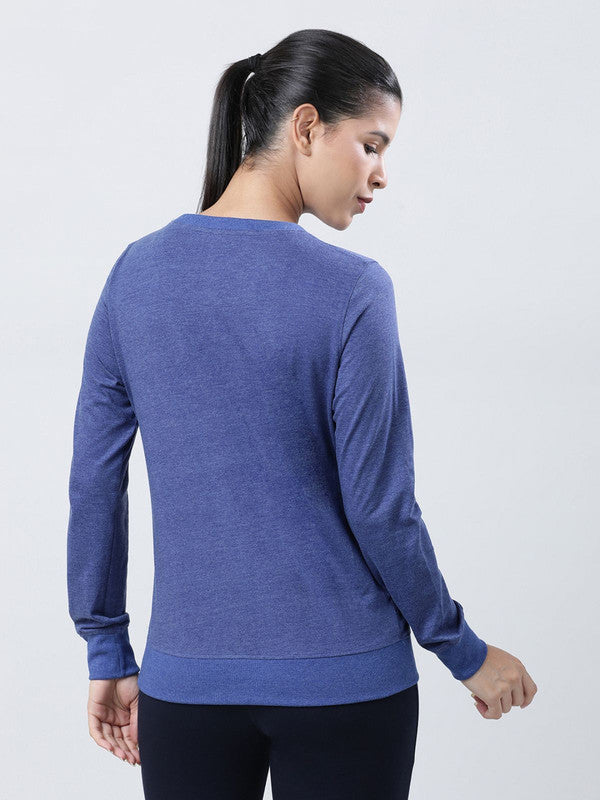 Women Ink Blue Solid Sweatshirts-PULLOVER 69-IB-ML