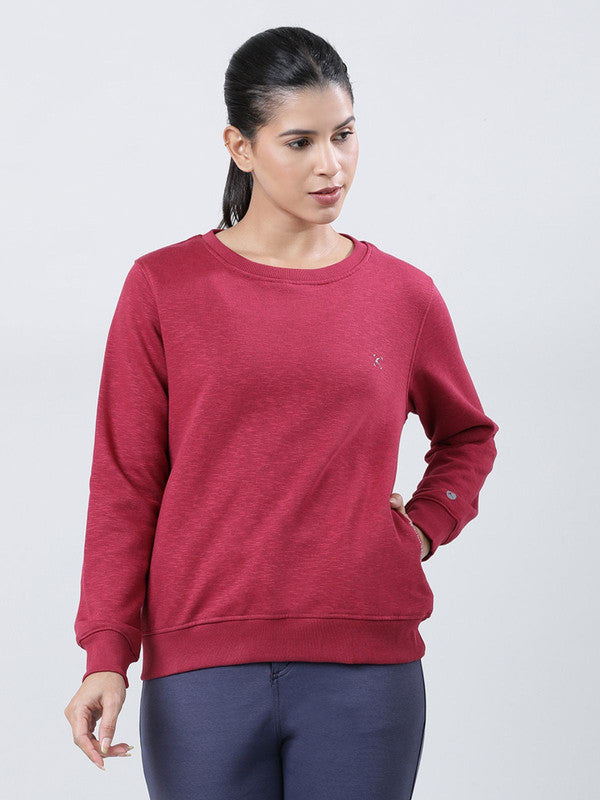Women Maroon Solid Sweatshirts-CROSS CHILL SWEAT SHIRT_Maroon