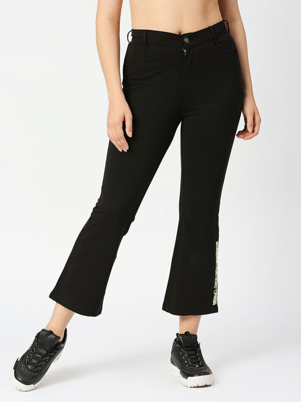 Women Black Solid Track Pants & Joggers-PULL ON PANT-BK