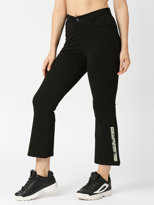 Women Black Solid Track Pants & Joggers-PULL ON PANT-BK