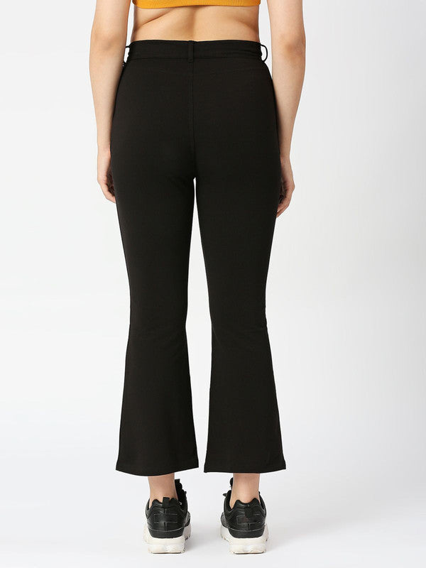 Women Black Solid Track Pants & Joggers-PULL ON PANT-BK