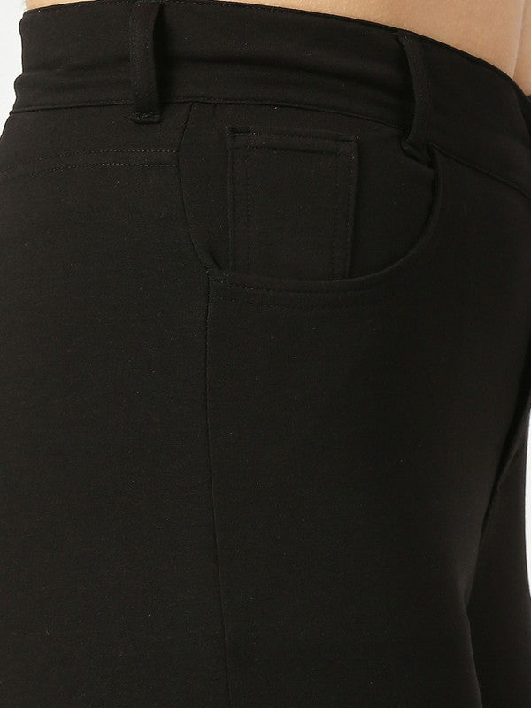 Women Black Solid Track Pants & Joggers-PULL ON PANT-BK