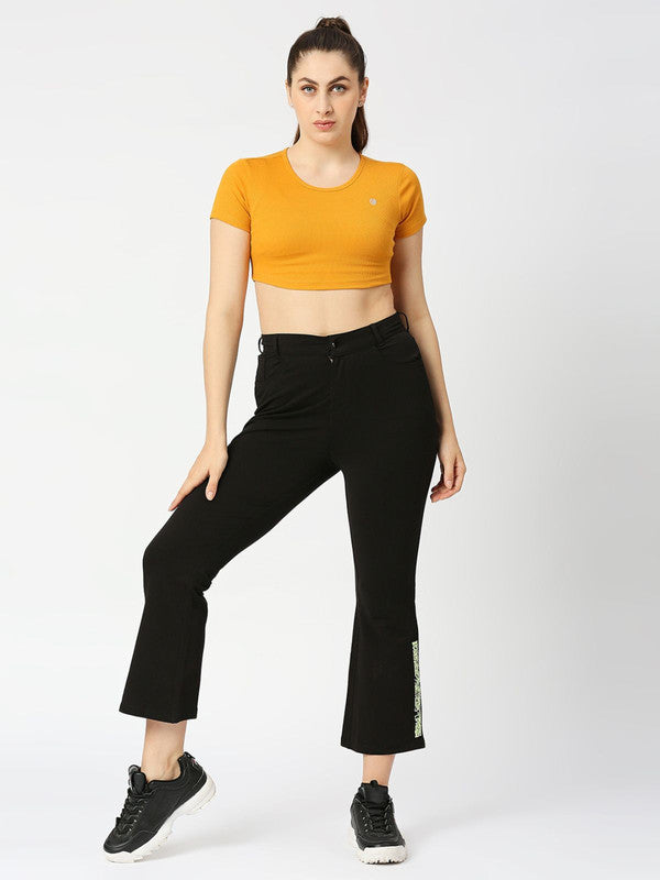 Women Black Solid Track Pants & Joggers-PULL ON PANT-BK