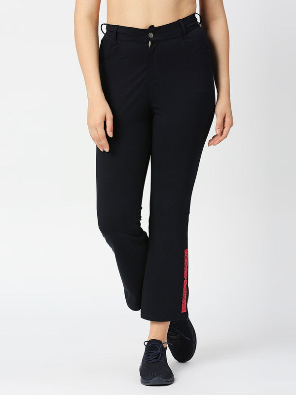 Women Navy Solid Track Pants & Joggers-PULL ON PANT-NY