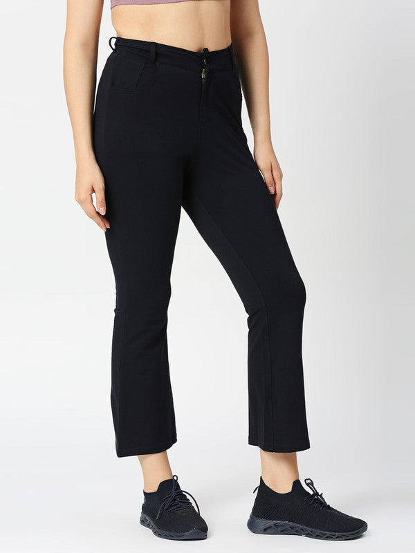Women Navy Solid Track Pants & Joggers-PULL ON PANT-NY