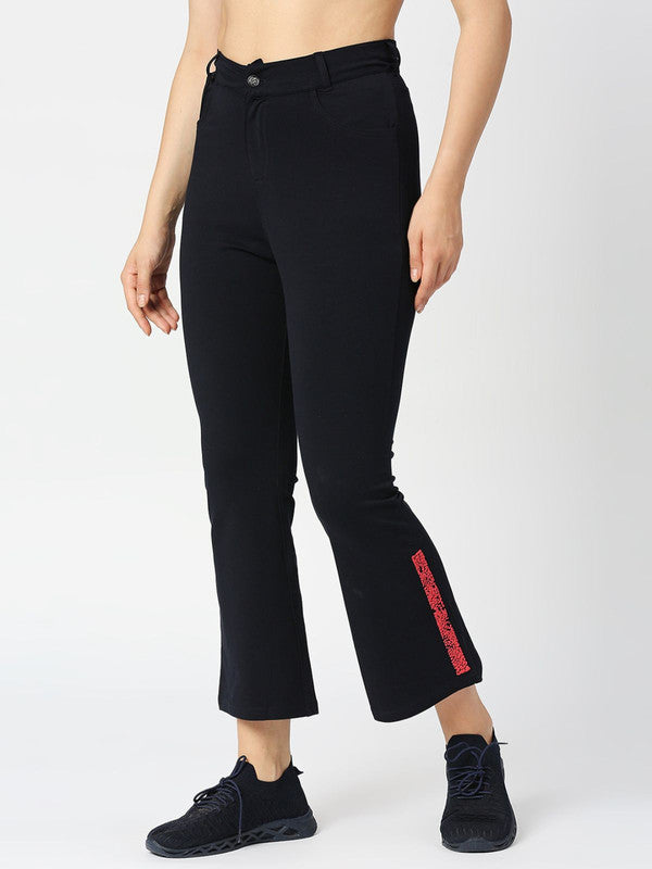 Women Navy Solid Track Pants & Joggers-PULL ON PANT-NY