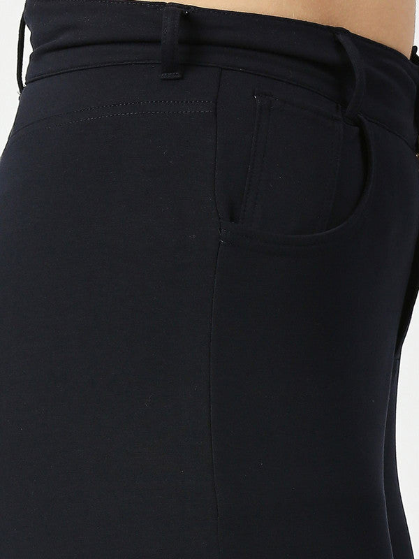 Women Navy Solid Track Pants & Joggers-PULL ON PANT-NY