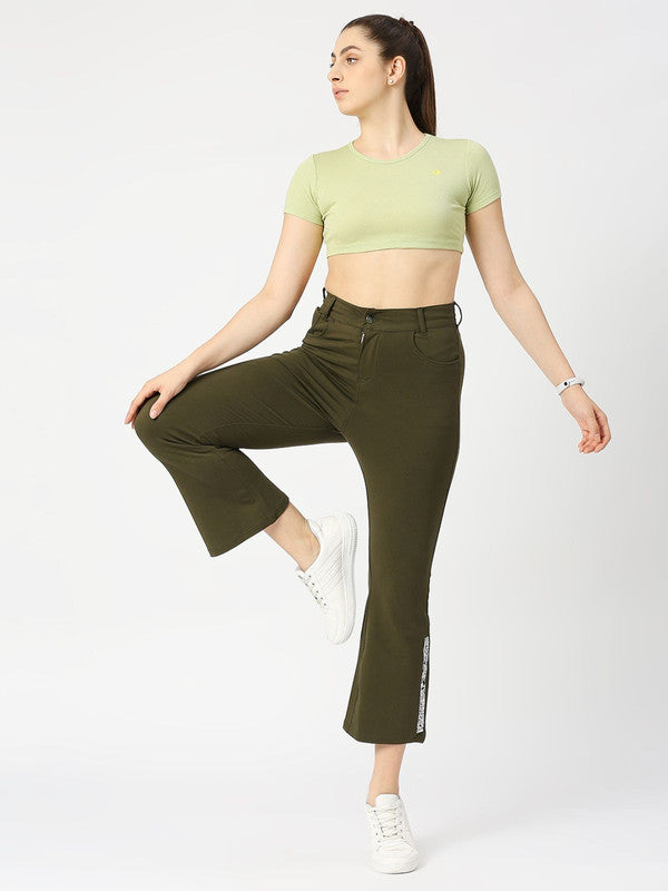 Women Olive Solid Track Pants & Joggers-PULL ON PANT-OL