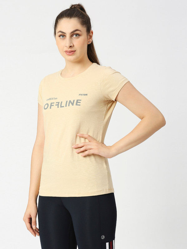 Women Beige Printed T-shirt-SPLENDOR-SLM-BG