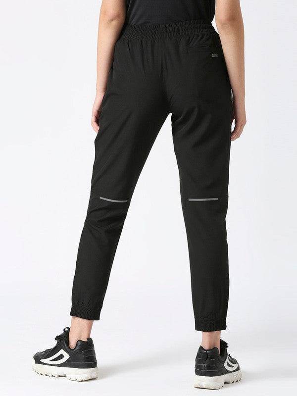 Women Black Solid Joggers Pant- GROOVER-BK