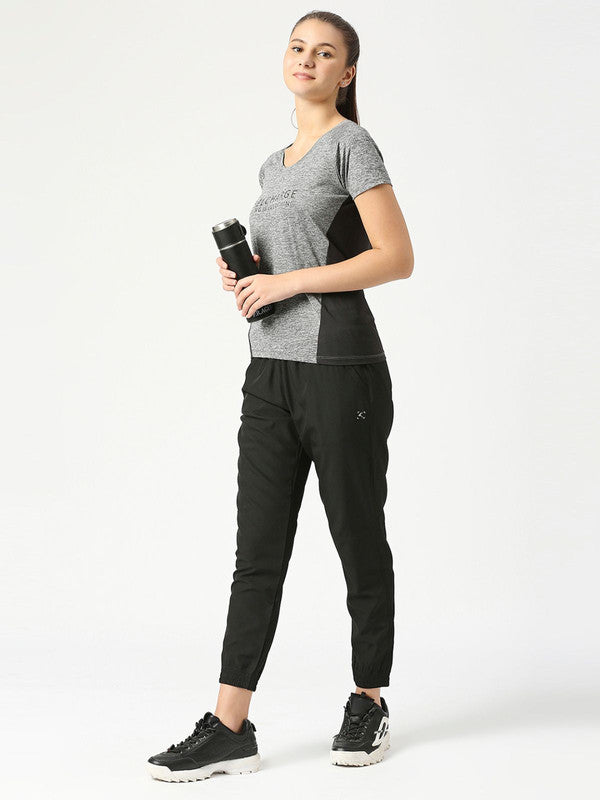 Women Black Solid Joggers Pant- GROOVER-BK