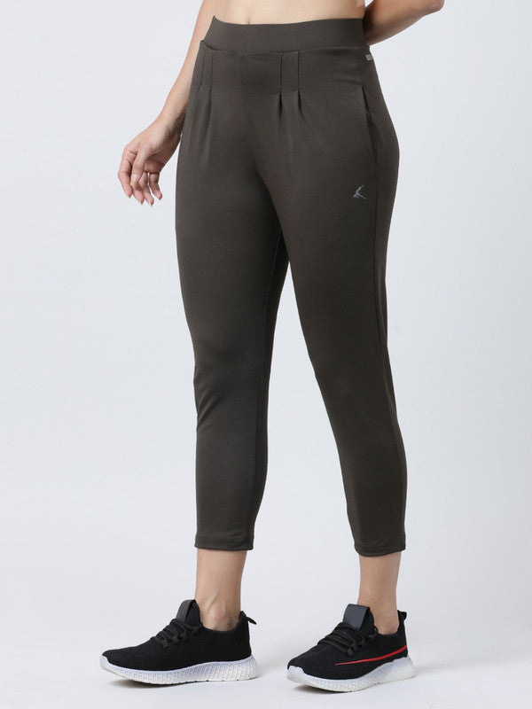 Women Olive Solid Track Pant- THE EDGE PANT- OL