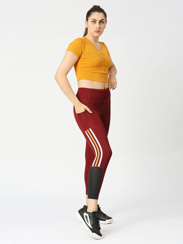 Women Maroon Solid Track Pants & Joggers-PLAY OFF TRACK-MR