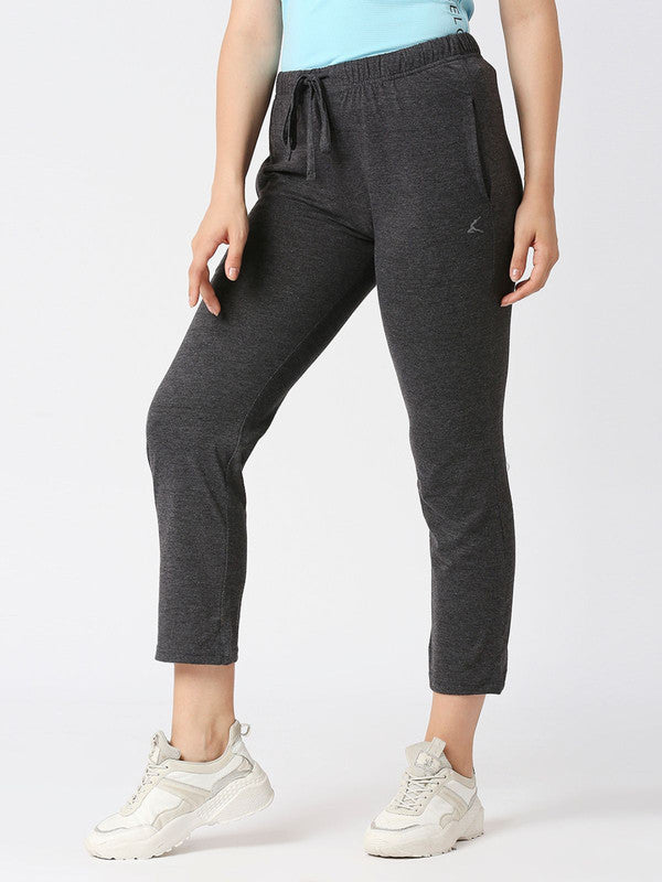 Women Dark Grey Melange Solid Track Pants & Joggers-LUXE PANT_DG-ML