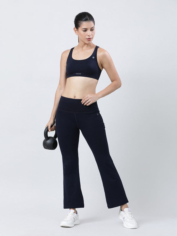 Women Navy Blue Solid Flared Pant- KIC PANT-NY