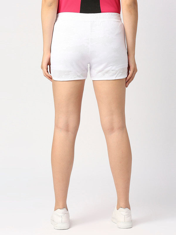 Women White Polyester Solid Slim Fit Shorts - ADVENTURE SHORT-WH-Lovable India