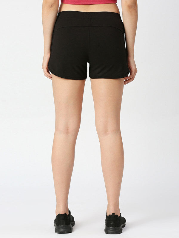 Women Black Solid Shorts DAZZLE SHORTS-BK