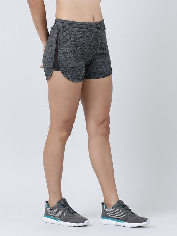 Women Dark Grey Solid Shorts-FOXY SHORTS-SL-DG
