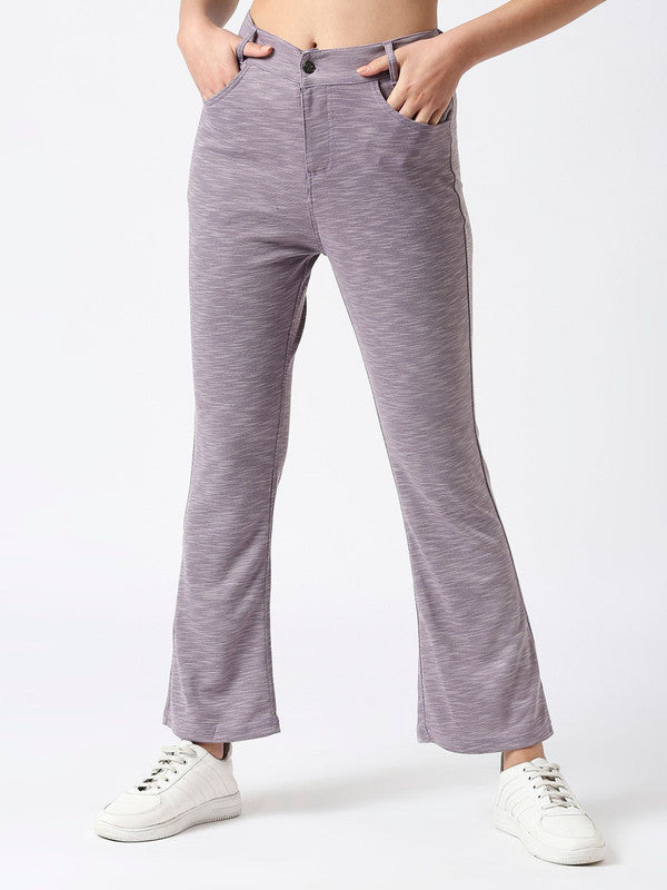 Women Lavender Solid Track Pants & Joggers-GRIDLINER PANT_Lavender