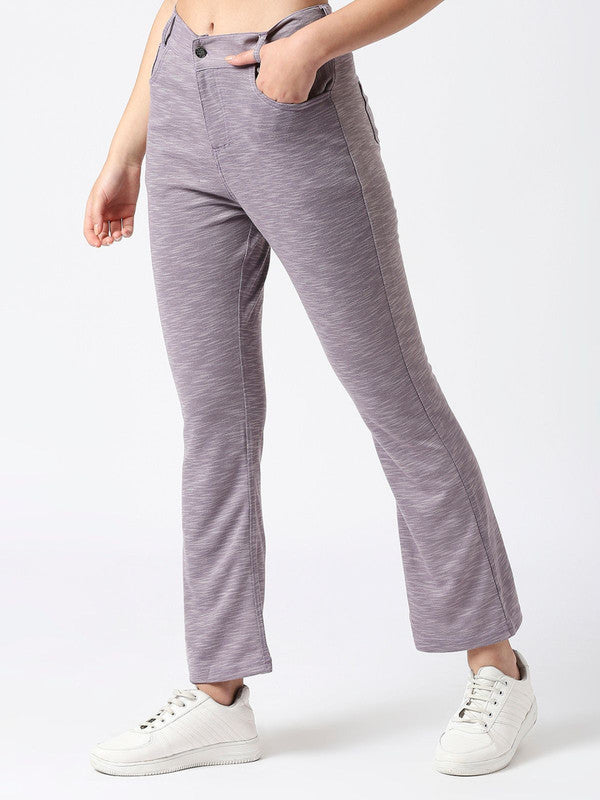 Women Lavender Solid Track Pants & Joggers-GRIDLINER PANT_Lavender