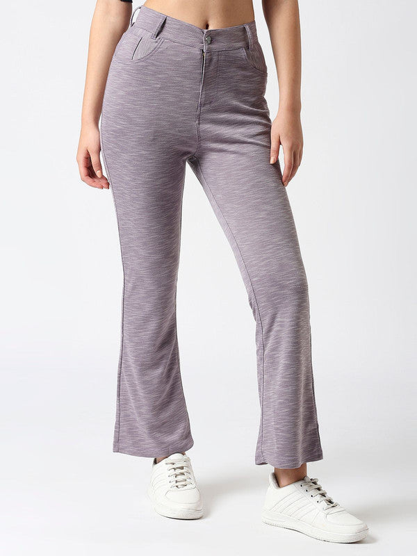 Women Lavender Solid Track Pants & Joggers-GRIDLINER PANT_Lavender