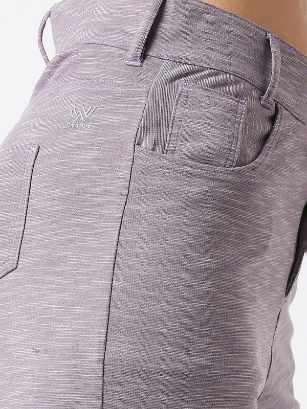 Women Lavender Solid Track Pants & Joggers-GRIDLINER PANT_Lavender