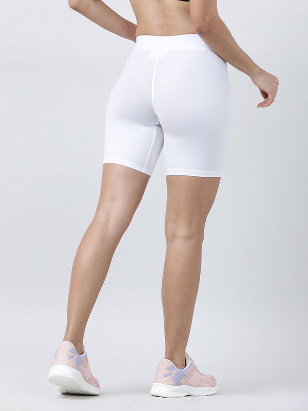 Women White Solid Shorts- WAFFLE SHORTS-WH