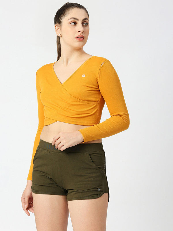 Women Mustard Solid Crop Top STUNNER TANK -03- MS