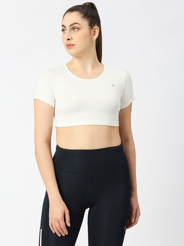 Women Ivory Solid Crop Top STUNNER TANK -01-Ivory