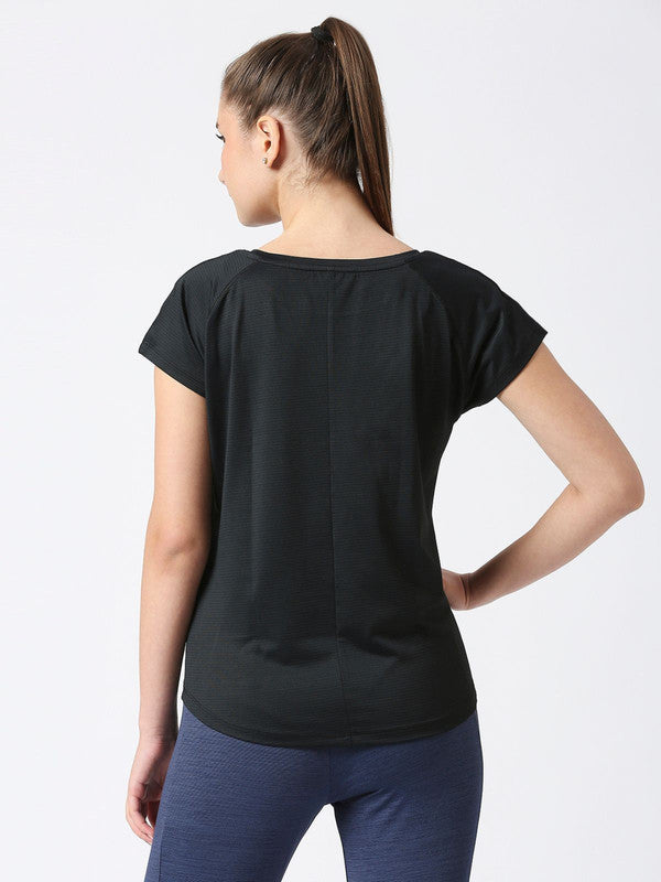 Women Black Solid Top-AIRBRUSH C-BK