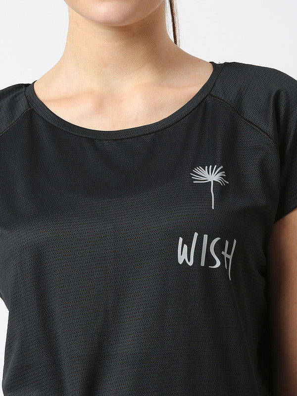 Women Black Solid Top-AIRBRUSH C-BK