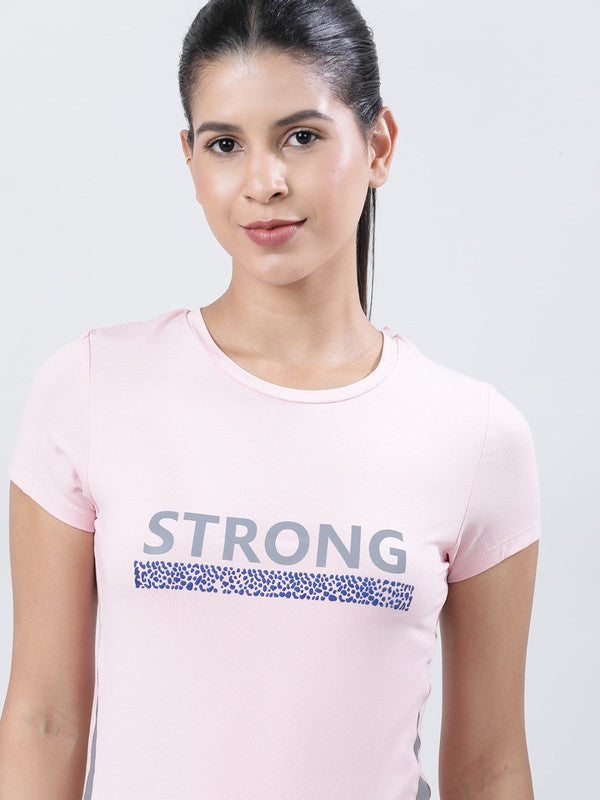 Women Pink Printed Tops & T-Shirts-POWER PLAY_PINK