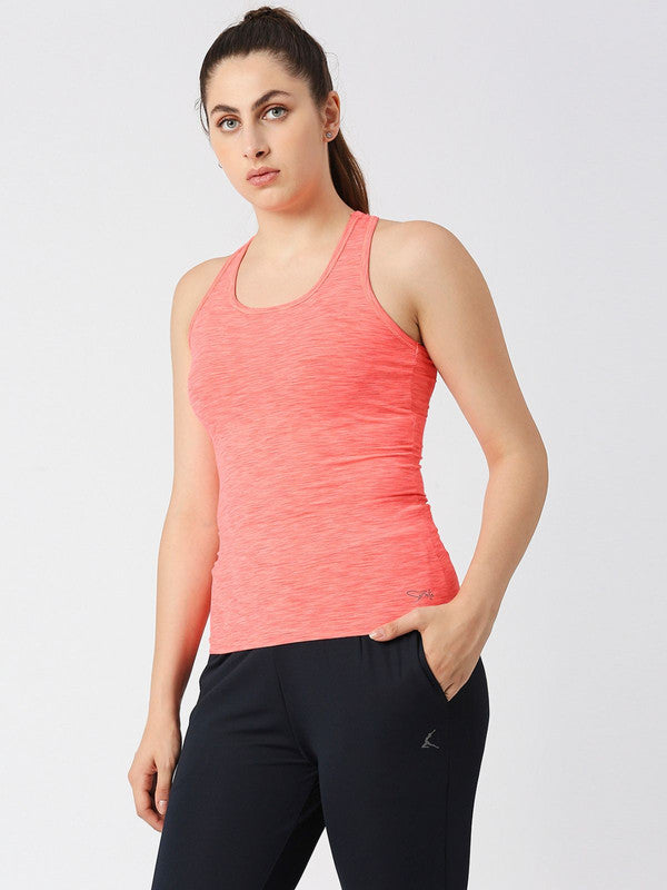 Women Orange Solid Racerback Tank Top RACER BACK STRETCH-  4W-OR