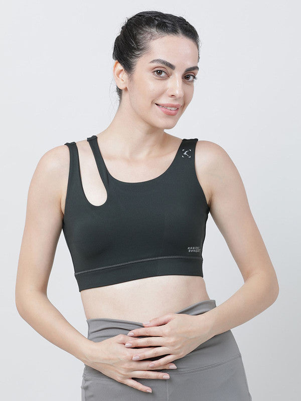 Lovable Dark Green Padded Non Wired Full Coverage Sports Bra - Relay Bra-BA